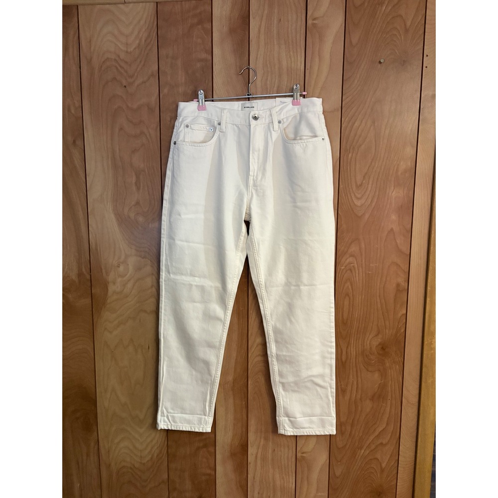 Everlane The Runaround Jean Bone White Mid Rise Tapered Leg Organic Cotton 29R